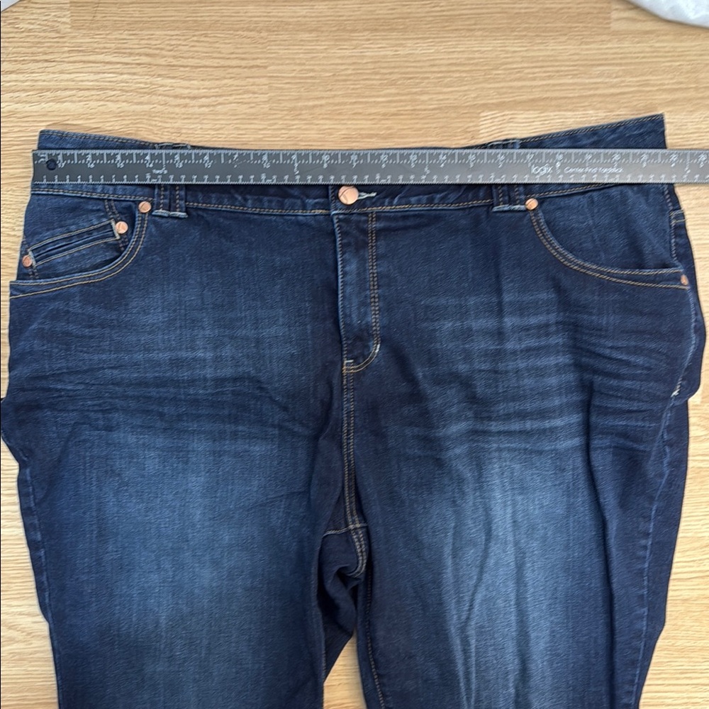 Lane Bryant Blue Bootcut Jeans with Subtle Fading. Stretch Whiskering - Picture 4 of 7
